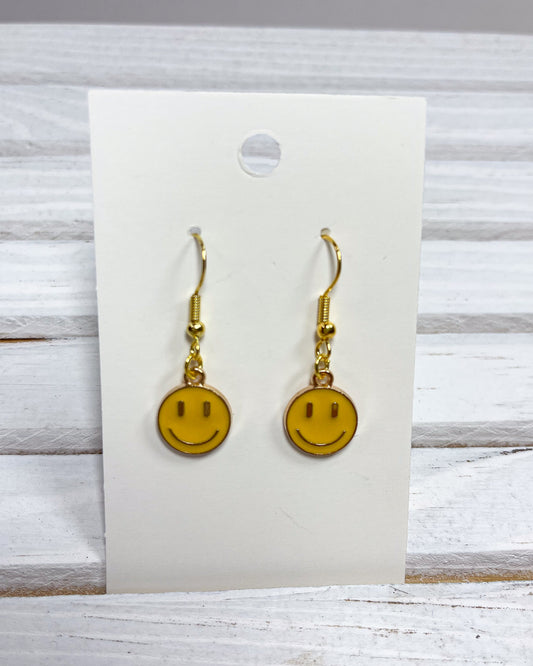 Happy Face Enamel Charm Earrings