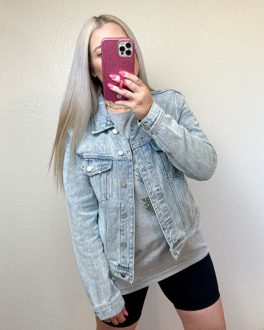 Plus Distressed Jean Jacket.