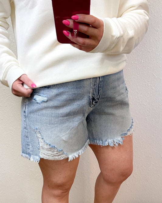 Distressed Mom Shorts.