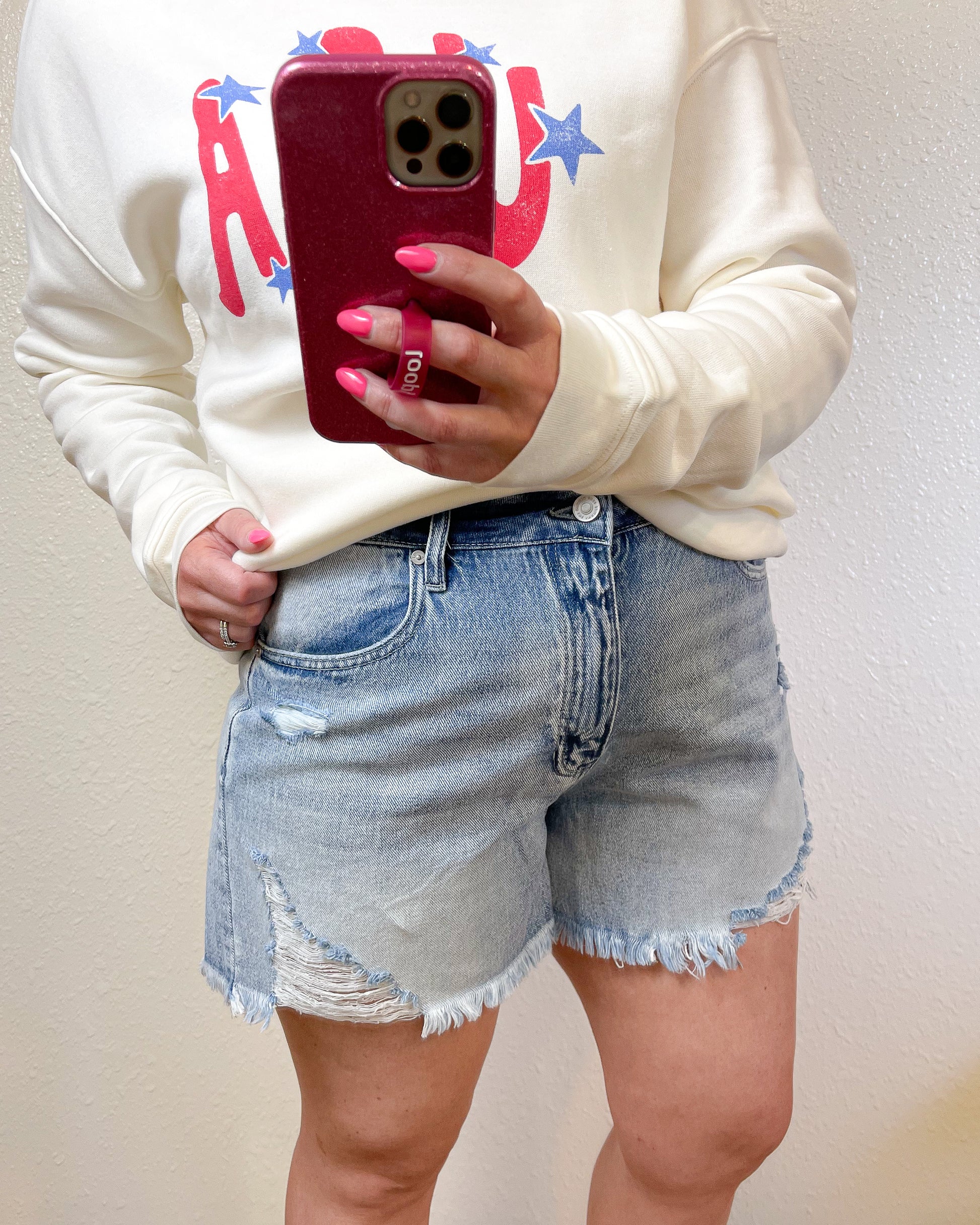 Distressed Mom Shorts.