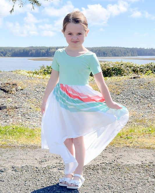 Teal Rainbow Dress.